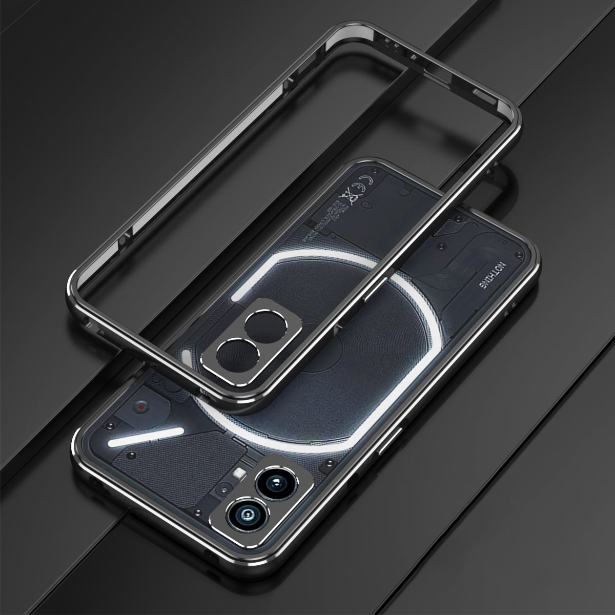 For Nothing phone (1) 5G Metal Bumper Case Two Section Phone Cover with Camera Lens Cover