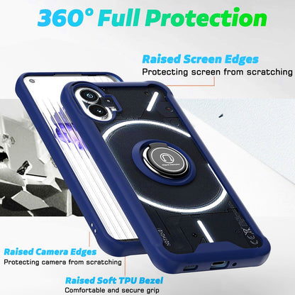 For Nothing phone (1) 5G TPU+Acrylic Phone Case Ring Holder Kickstand Design Built-in Magnetic Holder Metal Sheet Shell