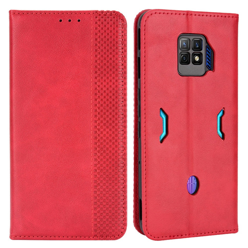 Anti-drop Phone Cover For ZTE nubia Red Magic 7S Pro 5G Magnetic Auto Closing Phone Case Retro Texture PU Leather Wallet Stand