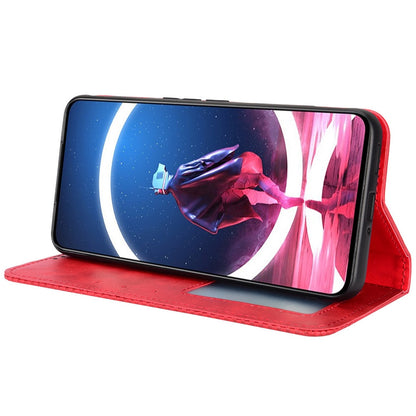 Anti-drop Phone Cover For ZTE nubia Red Magic 7S Pro 5G Magnetic Auto Closing Phone Case Retro Texture PU Leather Wallet Stand