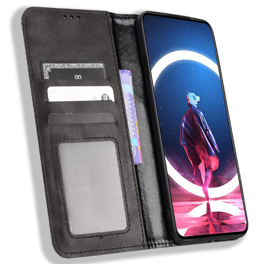 Anti-drop Phone Cover For ZTE nubia Red Magic 7S Pro 5G Magnetic Auto Closing Phone Case Retro Texture PU Leather Wallet Stand