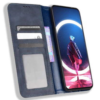 Anti-drop Phone Cover For ZTE nubia Red Magic 7S Pro 5G Magnetic Auto Closing Phone Case Retro Texture PU Leather Wallet Stand