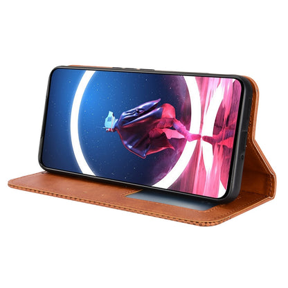 Anti-drop Phone Cover For ZTE nubia Red Magic 7S Pro 5G Magnetic Auto Closing Phone Case Retro Texture PU Leather Wallet Stand