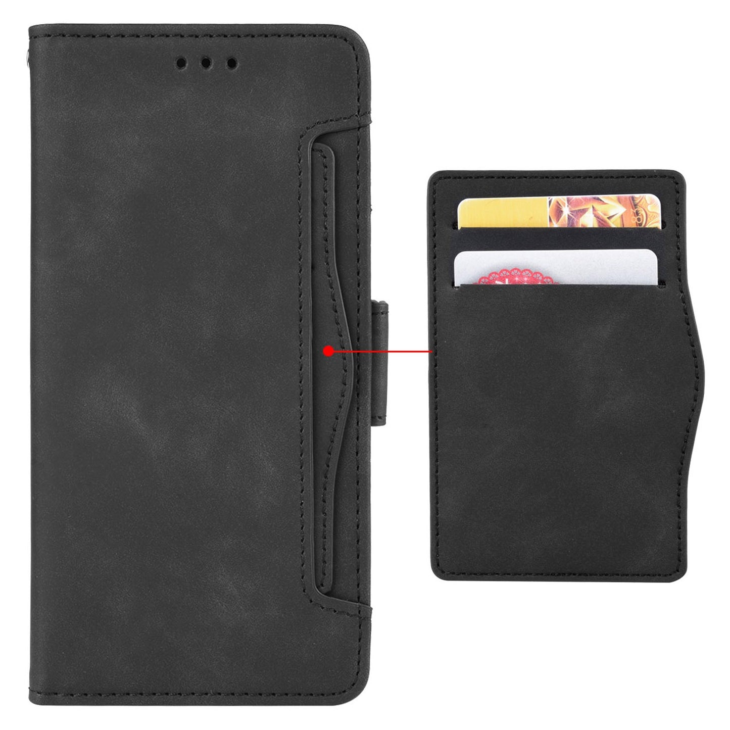 Multiple Card Slots Phone Case For ZTE nubia Red Magic 7S Pro 5G, Anti-scratch PU Leather Flip Wallet Case with Dual Magnetic Clasp Phone Cover