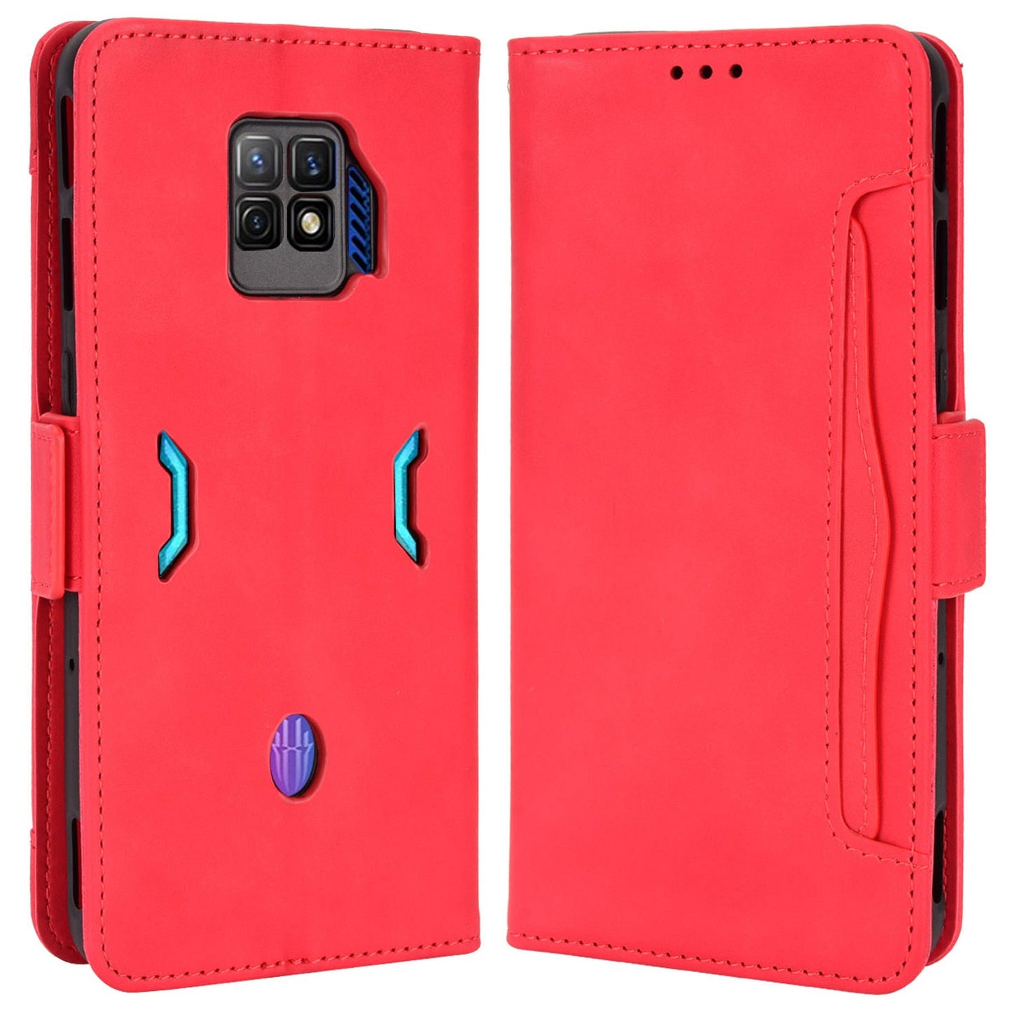 Multiple Card Slots Phone Case For ZTE nubia Red Magic 7S Pro 5G, Anti-scratch PU Leather Flip Wallet Case with Dual Magnetic Clasp Phone Cover