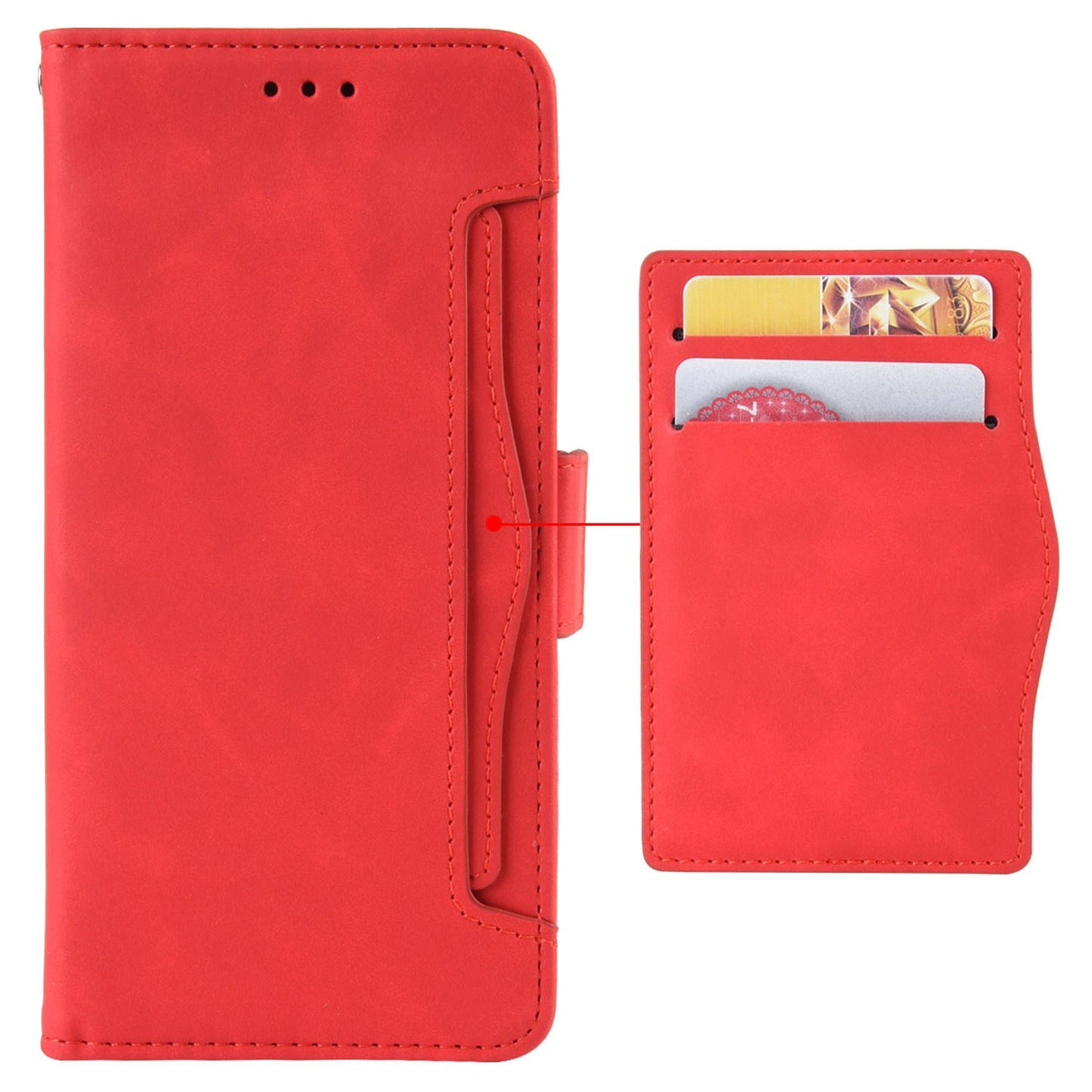 Multiple Card Slots Phone Case For ZTE nubia Red Magic 7S Pro 5G, Anti-scratch PU Leather Flip Wallet Case with Dual Magnetic Clasp Phone Cover