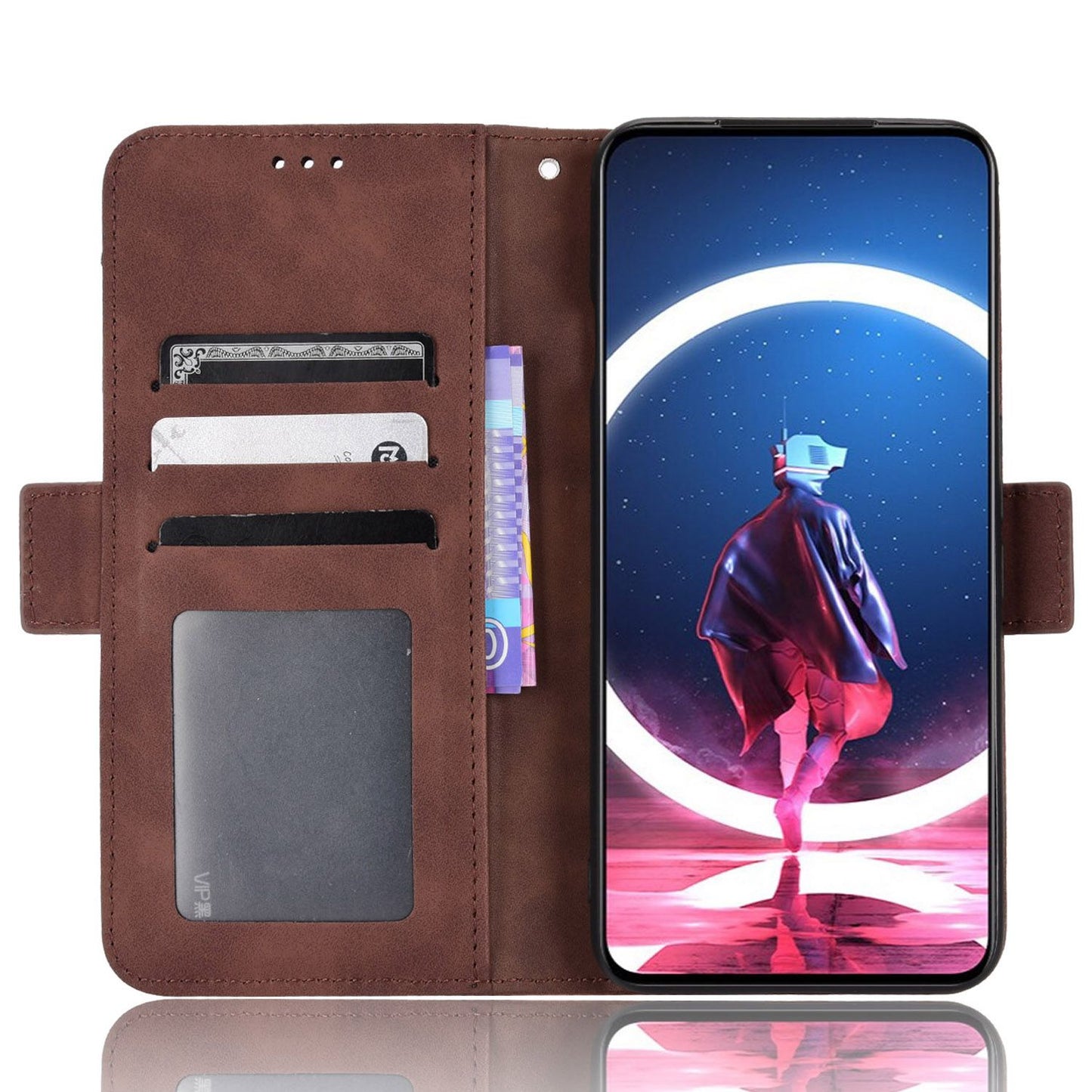 Multiple Card Slots Phone Case For ZTE nubia Red Magic 7S Pro 5G, Anti-scratch PU Leather Flip Wallet Case with Dual Magnetic Clasp Phone Cover