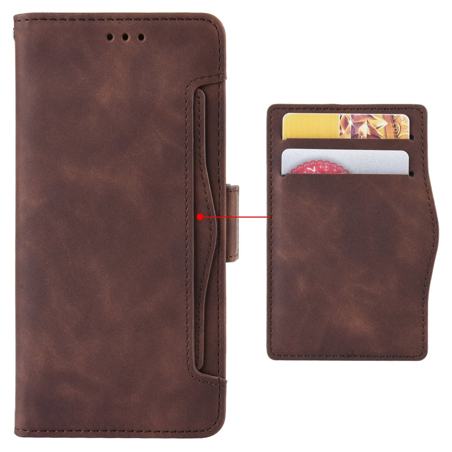 Multiple Card Slots Phone Case For ZTE nubia Red Magic 7S Pro 5G, Anti-scratch PU Leather Flip Wallet Case with Dual Magnetic Clasp Phone Cover