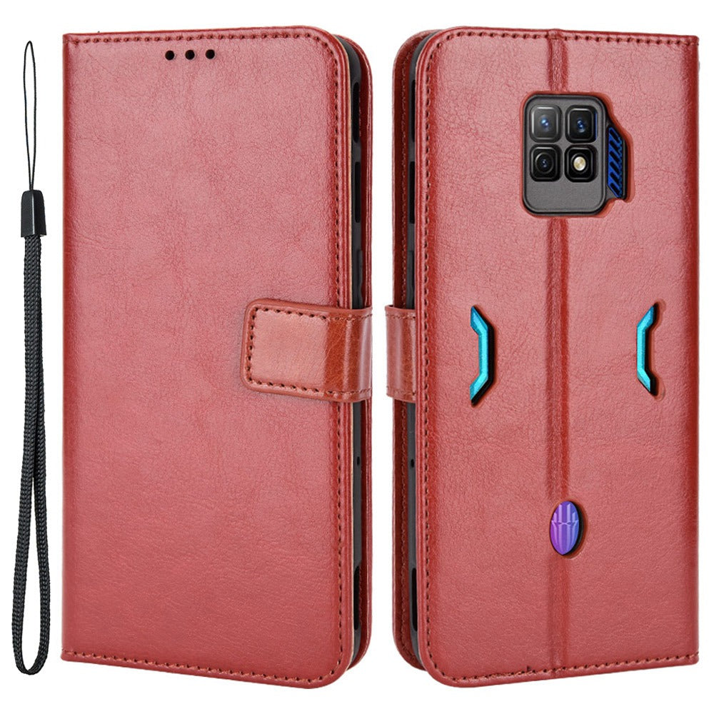 Crazy Horse Texture Phone Case for ZTE nubia Red Magic 7S Pro 5G, Anti-wear PU Leather Phone Flip Wallet Stand Protective Cover