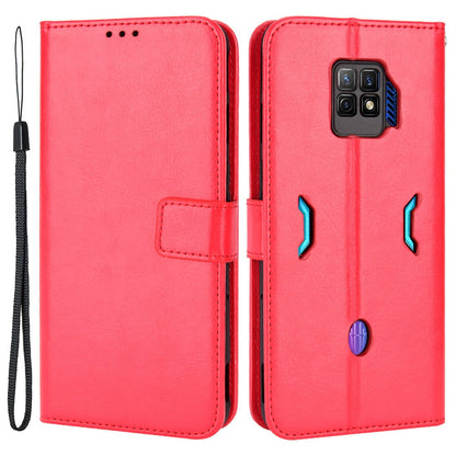 Crazy Horse Texture Phone Case for ZTE nubia Red Magic 7S Pro 5G, Anti-wear PU Leather Phone Flip Wallet Stand Protective Cover