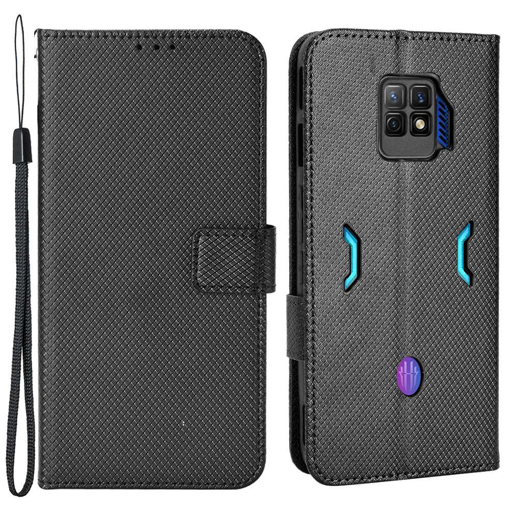 For ZTE nubia Red Magic 7S Pro 5G Diamond Texture Protective Phone Shell Anti-shock Magnetic Clasp PU Leather Stand Wallet Case