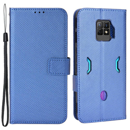 For ZTE nubia Red Magic 7S Pro 5G Diamond Texture Protective Phone Shell Anti-shock Magnetic Clasp PU Leather Stand Wallet Case