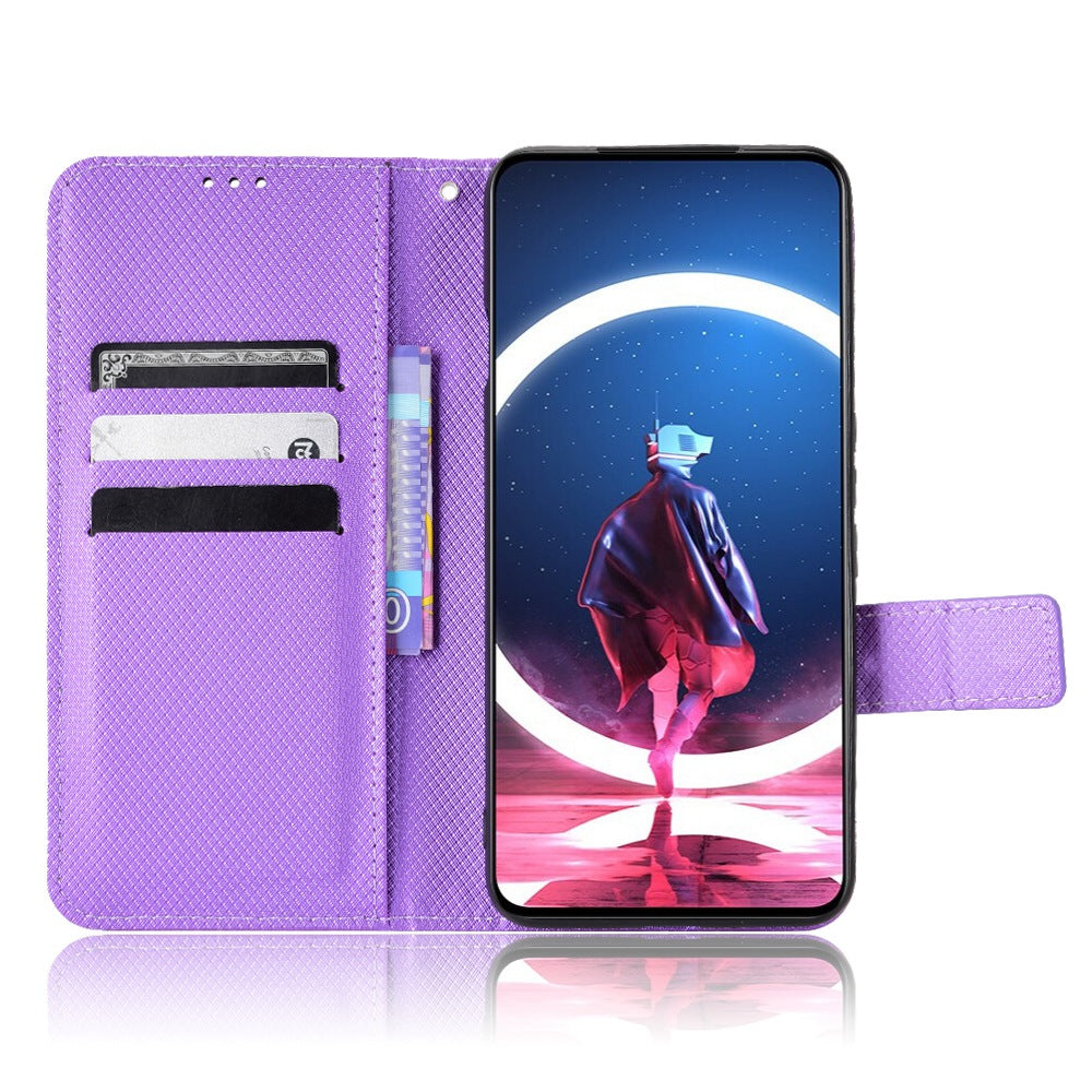 For ZTE nubia Red Magic 7S Pro 5G Diamond Texture Protective Phone Shell Anti-shock Magnetic Clasp PU Leather Stand Wallet Case