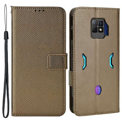 For ZTE nubia Red Magic 7S Pro 5G Diamond Texture Protective Phone Shell Anti-shock Magnetic Clasp PU Leather Stand Wallet Case