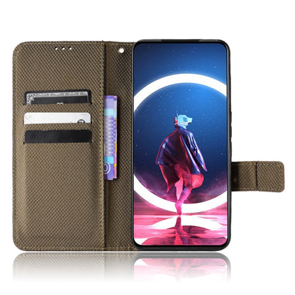 For ZTE nubia Red Magic 7S Pro 5G Diamond Texture Protective Phone Shell Anti-shock Magnetic Clasp PU Leather Stand Wallet Case