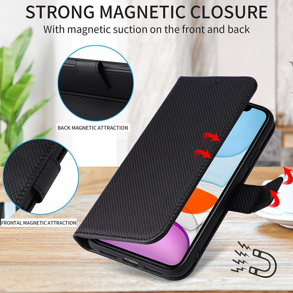 For ZTE nubia Red Magic 7S Pro 5G Diamond Texture Protective Phone Shell Anti-shock Magnetic Clasp PU Leather Stand Wallet Case