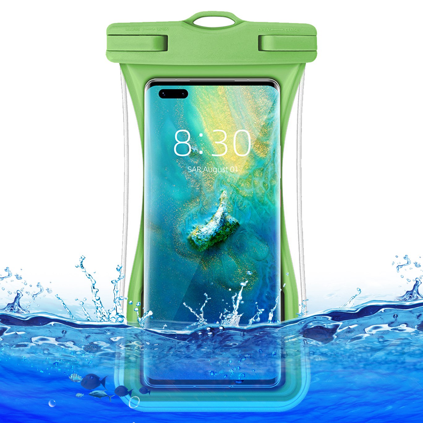 TPU Waterproof Bag for Under 7.2-inches Mobile Phone Beach Pool Phone Dry Bag with Floating Airbag