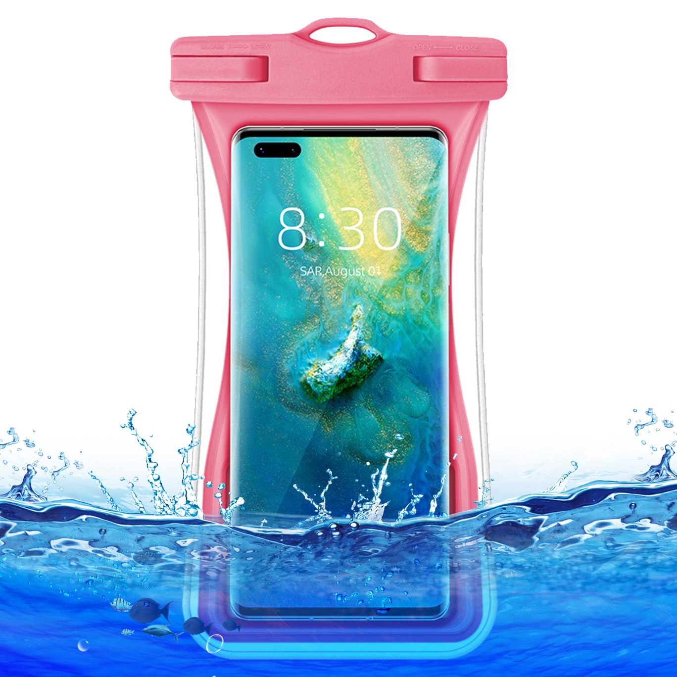 TPU Waterproof Bag for Under 7.2-inches Mobile Phone Beach Pool Phone Dry Bag with Floating Airbag