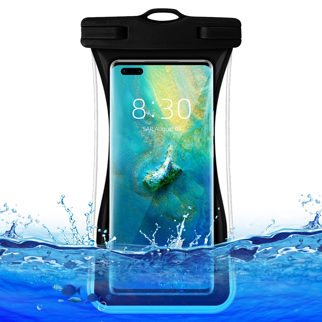 TPU Waterproof Bag for Under 7.2-inches Mobile Phone Beach Pool Phone Dry Bag with Floating Airbag