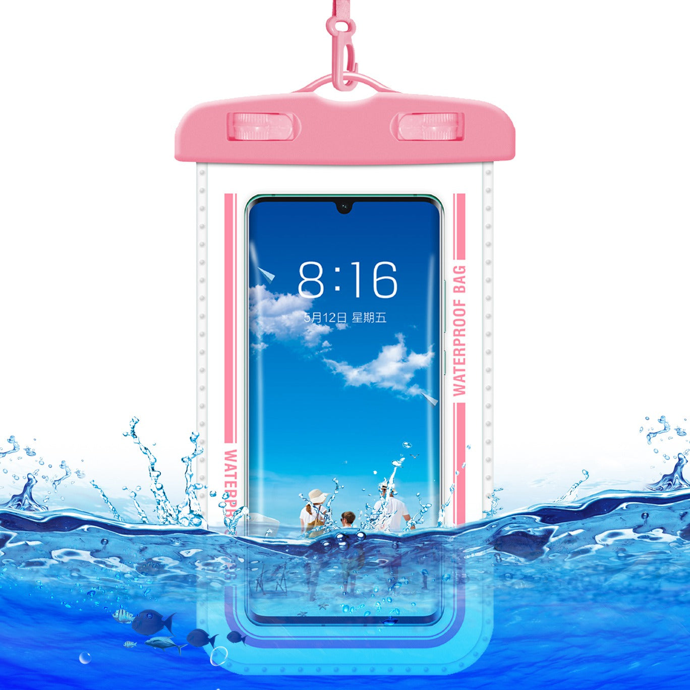 PVC Waterproof Bag with Lanyard for Under 7.2-inches Cell Phone Dry Bag for Pools, Beaches, Fishing