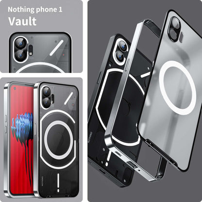 For Nothing phone (1) 5G Drop-proof Slim Phone Case with Metal Frame Magnetic Back Cover with Integrated Lens Cover