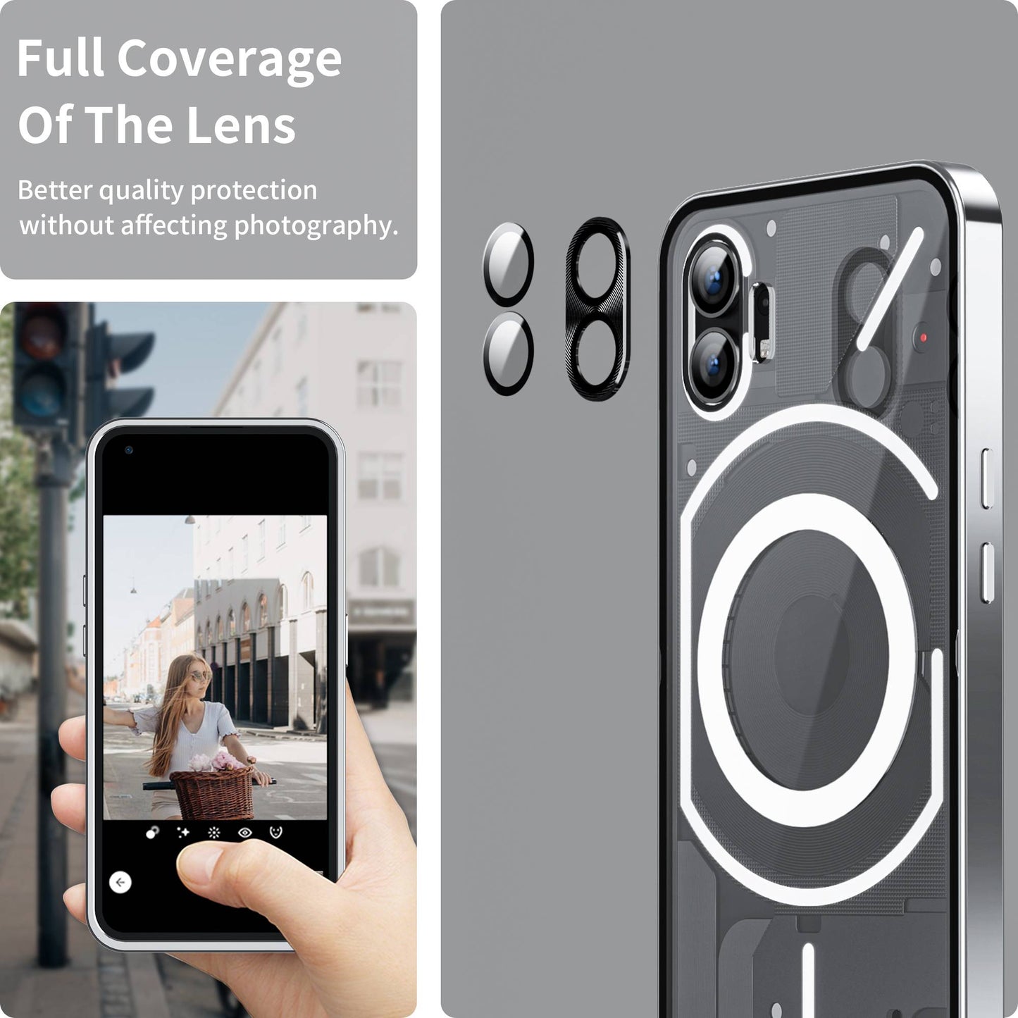 For Nothing phone (1) 5G Drop-proof Slim Phone Case with Metal Frame Magnetic Back Cover with Integrated Lens Cover