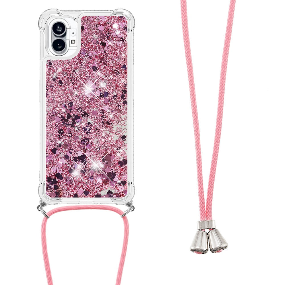 YB Quicksand Series-4 for Nothing phone (1) 5G Soft TPU Drop-proof Glitter Case Liquid Floating Quicksand Phone Cover with Adjustable Lanyard