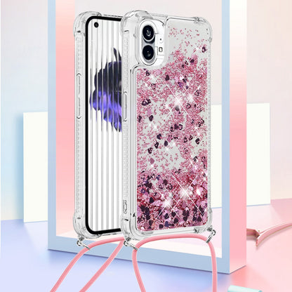 YB Quicksand Series-4 for Nothing phone (1) 5G Soft TPU Drop-proof Glitter Case Liquid Floating Quicksand Phone Cover with Adjustable Lanyard