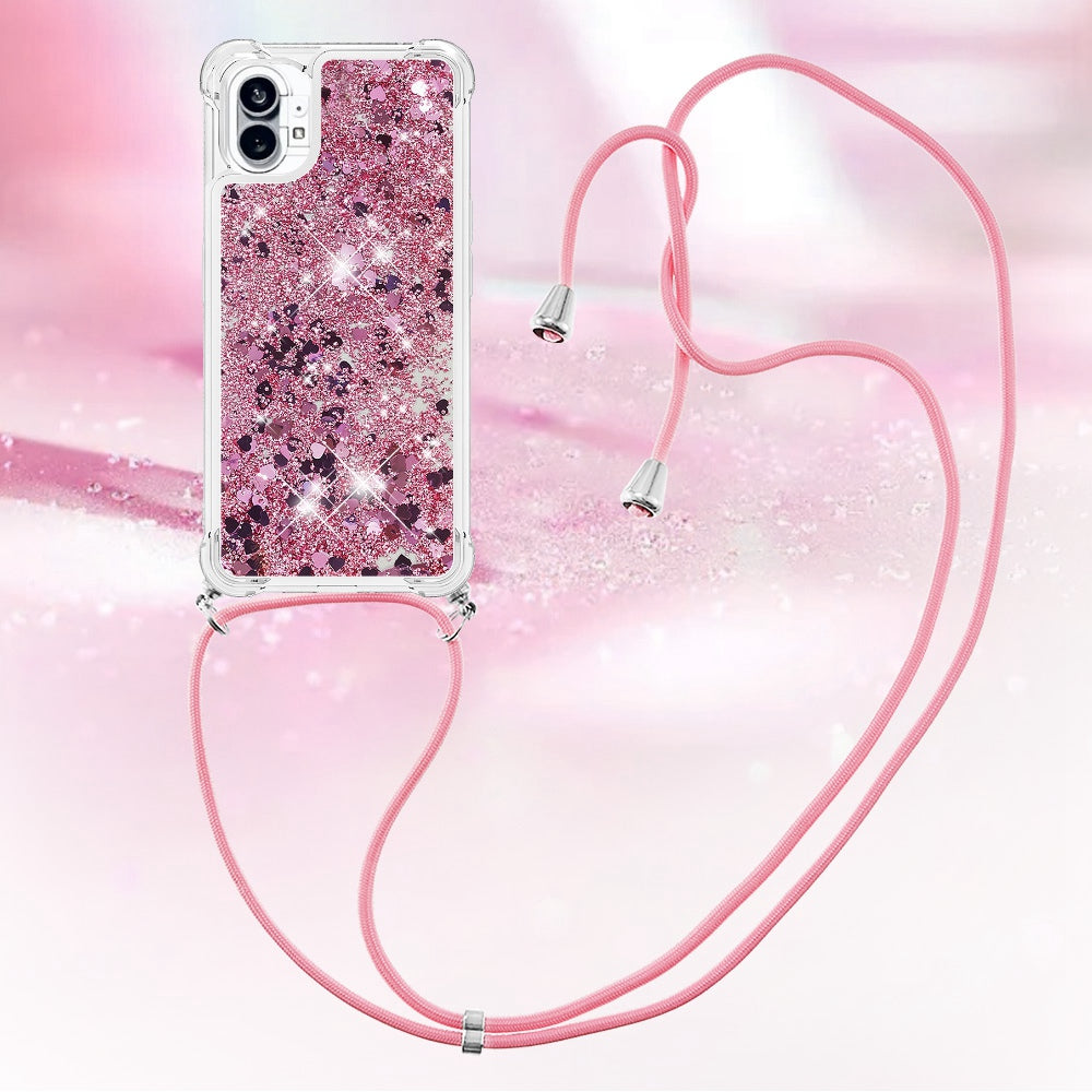 YB Quicksand Series-4 for Nothing phone (1) 5G Soft TPU Drop-proof Glitter Case Liquid Floating Quicksand Phone Cover with Adjustable Lanyard