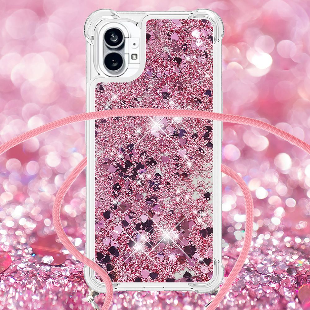 YB Quicksand Series-4 for Nothing phone (1) 5G Soft TPU Drop-proof Glitter Case Liquid Floating Quicksand Phone Cover with Adjustable Lanyard