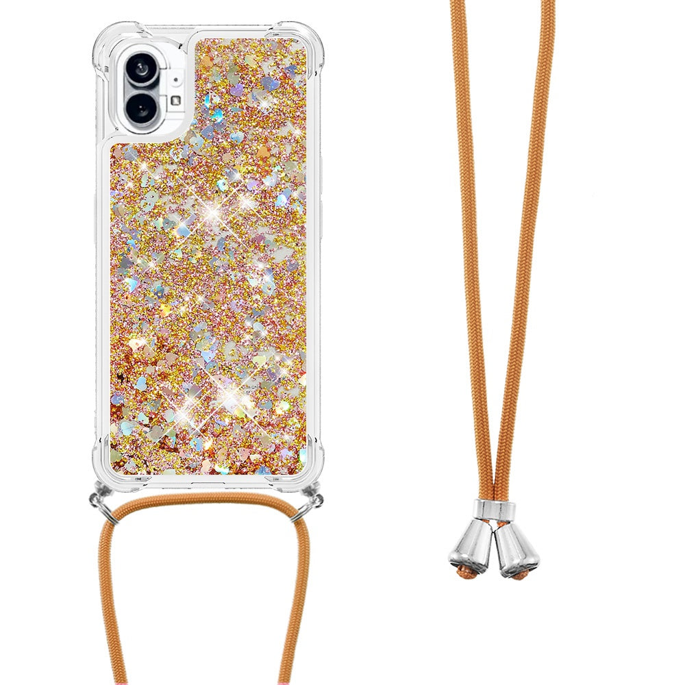 YB Quicksand Series-4 for Nothing phone (1) 5G Soft TPU Drop-proof Glitter Case Liquid Floating Quicksand Phone Cover with Adjustable Lanyard