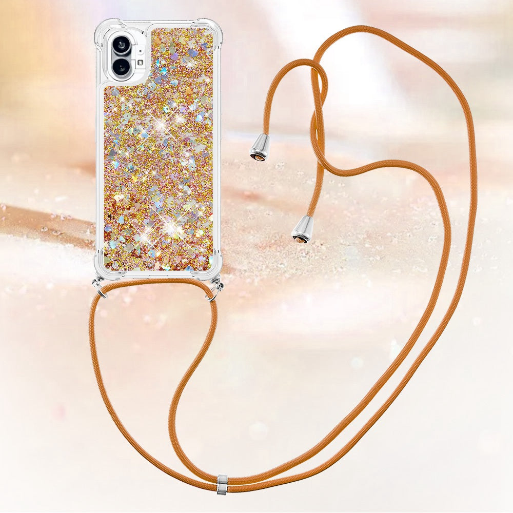 YB Quicksand Series-4 for Nothing phone (1) 5G Soft TPU Drop-proof Glitter Case Liquid Floating Quicksand Phone Cover with Adjustable Lanyard