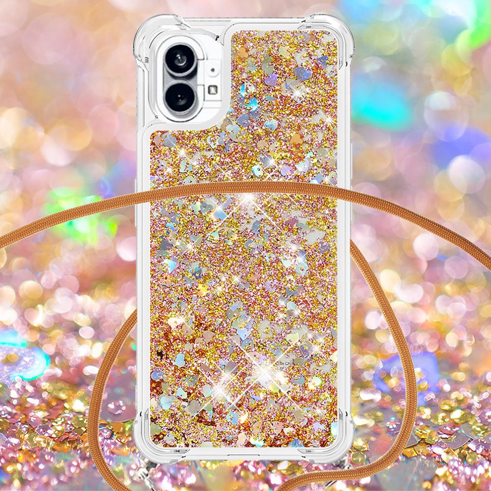 YB Quicksand Series-4 for Nothing phone (1) 5G Soft TPU Drop-proof Glitter Case Liquid Floating Quicksand Phone Cover with Adjustable Lanyard