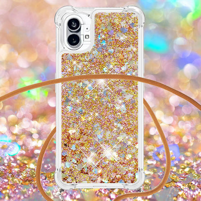 YB Quicksand Series-4 for Nothing phone (1) 5G Soft TPU Drop-proof Glitter Case Liquid Floating Quicksand Phone Cover with Adjustable Lanyard