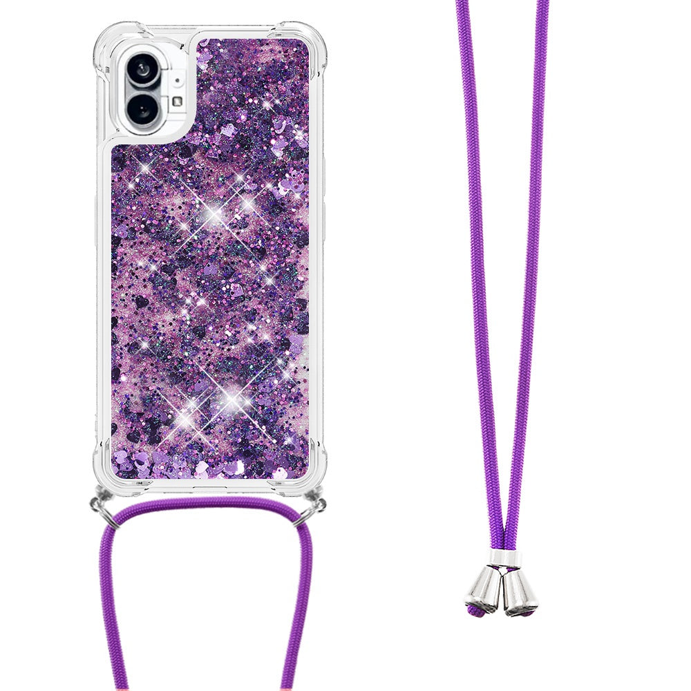 YB Quicksand Series-4 for Nothing phone (1) 5G Soft TPU Drop-proof Glitter Case Liquid Floating Quicksand Phone Cover with Adjustable Lanyard