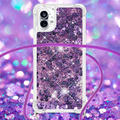 YB Quicksand Series-4 for Nothing phone (1) 5G Soft TPU Drop-proof Glitter Case Liquid Floating Quicksand Phone Cover with Adjustable Lanyard