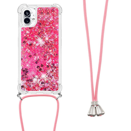 YB Quicksand Series-4 for Nothing phone (1) 5G Soft TPU Drop-proof Glitter Case Liquid Floating Quicksand Phone Cover with Adjustable Lanyard