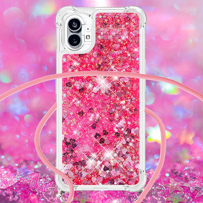 YB Quicksand Series-4 for Nothing phone (1) 5G Soft TPU Drop-proof Glitter Case Liquid Floating Quicksand Phone Cover with Adjustable Lanyard