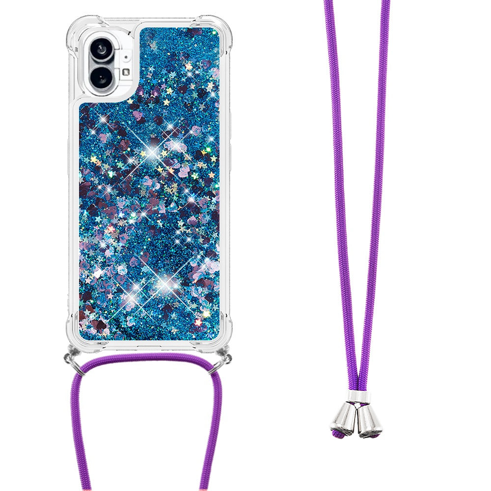 YB Quicksand Series-4 for Nothing phone (1) 5G Soft TPU Drop-proof Glitter Case Liquid Floating Quicksand Phone Cover with Adjustable Lanyard