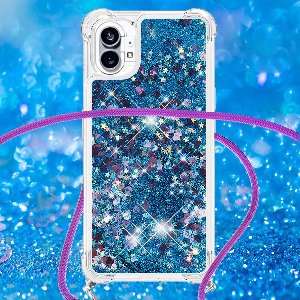 YB Quicksand Series-4 for Nothing phone (1) 5G Soft TPU Drop-proof Glitter Case Liquid Floating Quicksand Phone Cover with Adjustable Lanyard