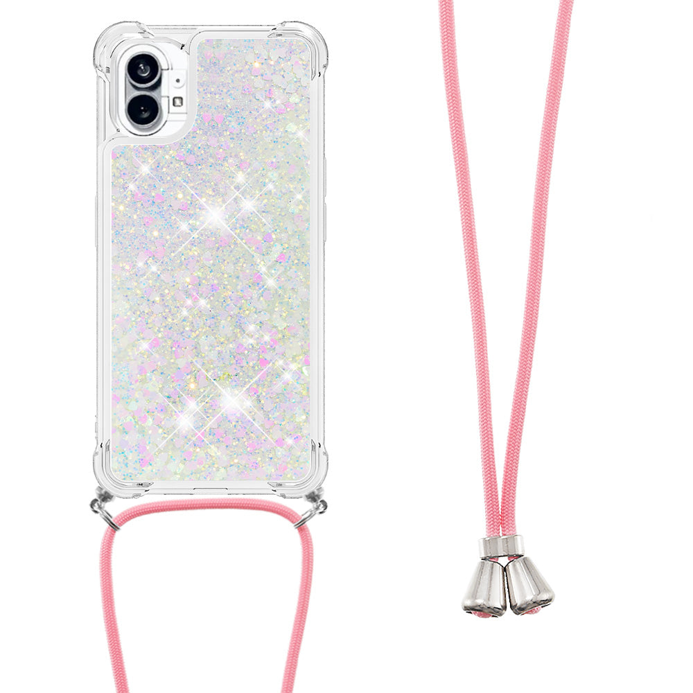 YB Quicksand Series-4 for Nothing phone (1) 5G Soft TPU Drop-proof Glitter Case Liquid Floating Quicksand Phone Cover with Adjustable Lanyard