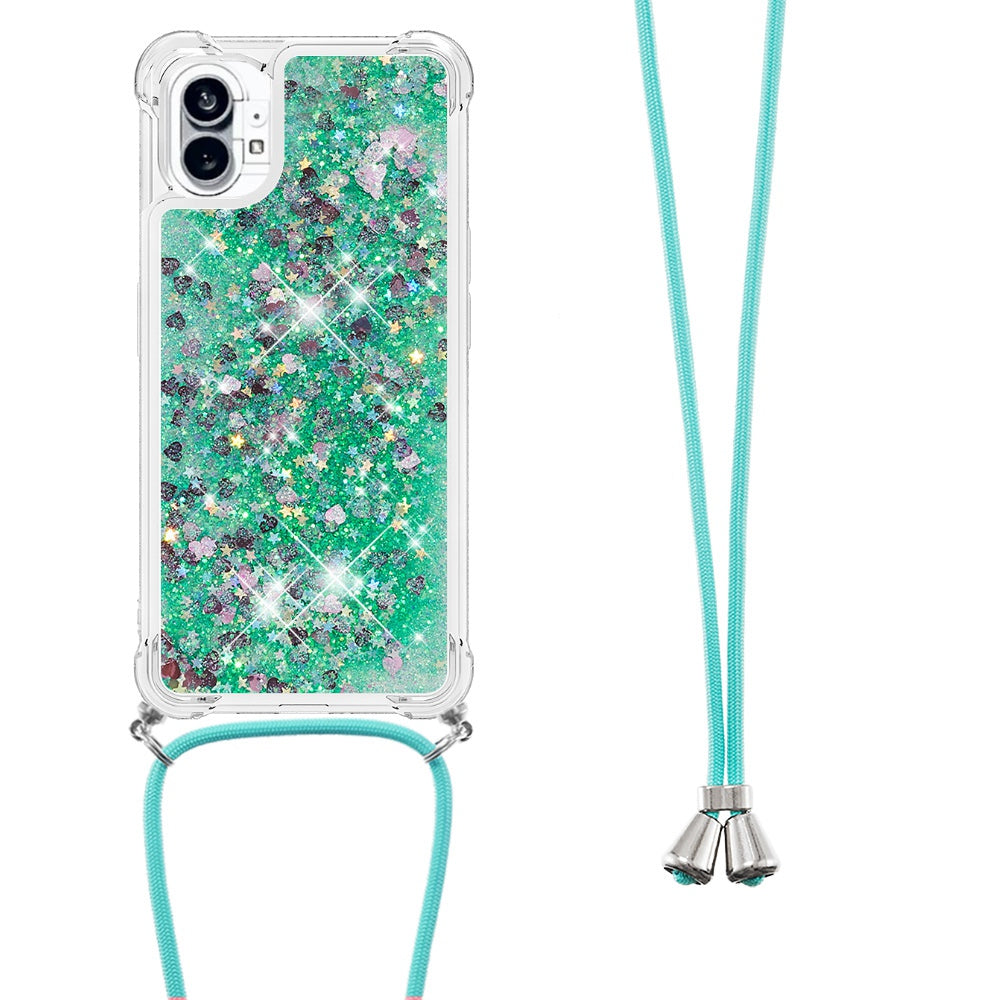 YB Quicksand Series-4 for Nothing phone (1) 5G Soft TPU Drop-proof Glitter Case Liquid Floating Quicksand Phone Cover with Adjustable Lanyard