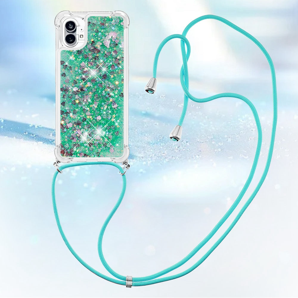 YB Quicksand Series-4 for Nothing phone (1) 5G Soft TPU Drop-proof Glitter Case Liquid Floating Quicksand Phone Cover with Adjustable Lanyard