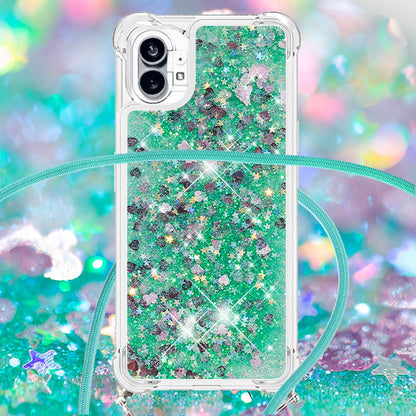 YB Quicksand Series-4 for Nothing phone (1) 5G Soft TPU Drop-proof Glitter Case Liquid Floating Quicksand Phone Cover with Adjustable Lanyard