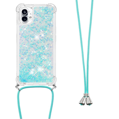 YB Quicksand Series-4 for Nothing phone (1) 5G Soft TPU Drop-proof Glitter Case Liquid Floating Quicksand Phone Cover with Adjustable Lanyard