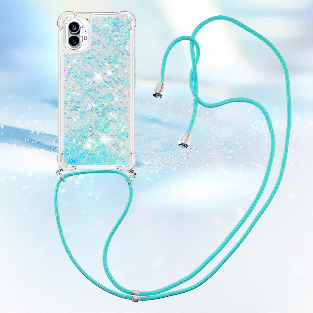 YB Quicksand Series-4 for Nothing phone (1) 5G Soft TPU Drop-proof Glitter Case Liquid Floating Quicksand Phone Cover with Adjustable Lanyard