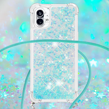 YB Quicksand Series-4 for Nothing phone (1) 5G Soft TPU Drop-proof Glitter Case Liquid Floating Quicksand Phone Cover with Adjustable Lanyard