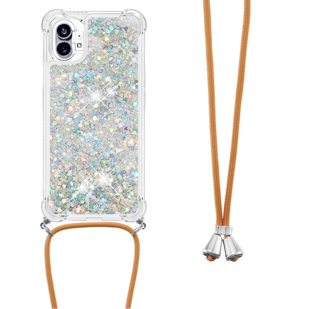 YB Quicksand Series-4 for Nothing phone (1) 5G Soft TPU Drop-proof Glitter Case Liquid Floating Quicksand Phone Cover with Adjustable Lanyard