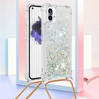 YB Quicksand Series-4 for Nothing phone (1) 5G Soft TPU Drop-proof Glitter Case Liquid Floating Quicksand Phone Cover with Adjustable Lanyard