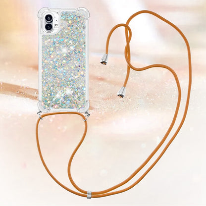 YB Quicksand Series-4 for Nothing phone (1) 5G Soft TPU Drop-proof Glitter Case Liquid Floating Quicksand Phone Cover with Adjustable Lanyard